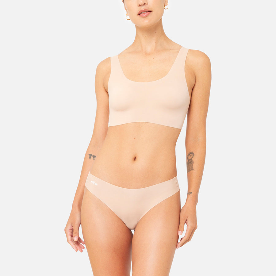 SET | Bralette cuello redondo + Tanga (Nude)