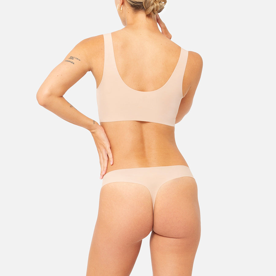 SET | Bralette cuello redondo + Tanga (Nude)