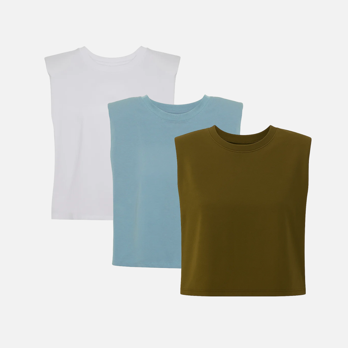 SET | T-shirt crop de algodón con hombreras