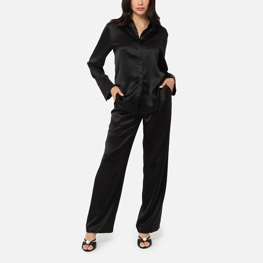 SET | Pantalon de vestir + Camisa de botones de Satin (Black)