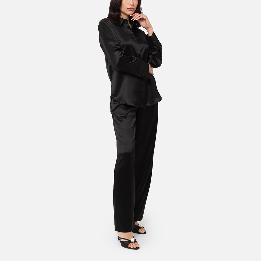 SET | Pantalon de vestir + Camisa de botones de Satin (Black)