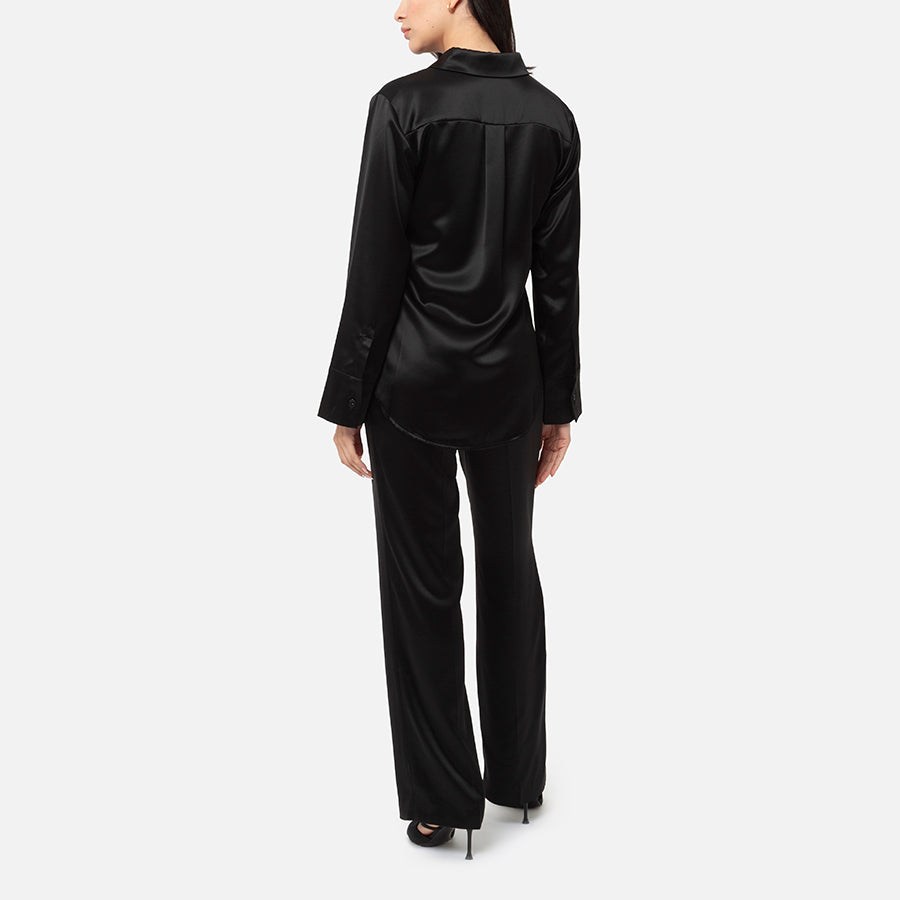 SET | Pantalon de vestir + Camisa de botones de Satin (Black)