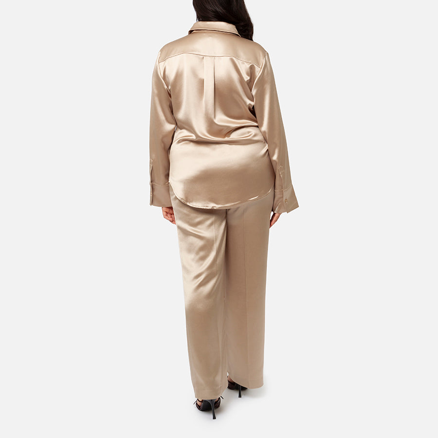 SET | Pantalón de vestir + Camisa de botones de Satin (Champagne)
