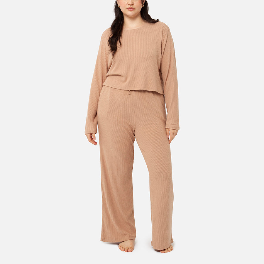 SET | T-shirt de manga larga Soft Touch + Pantalón (Praline)