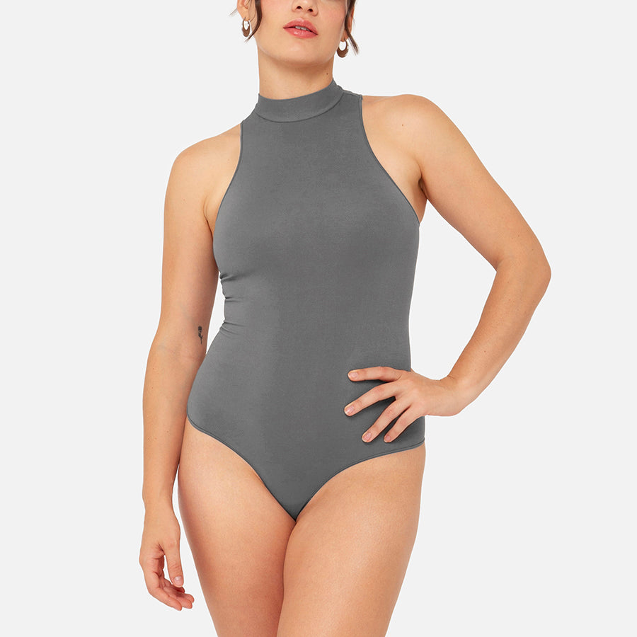 Bodysuit cuello alto sin mangas Stretch