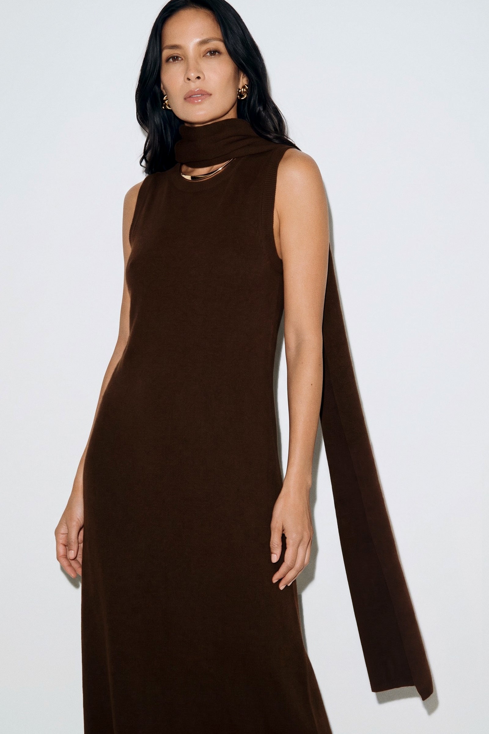 Soft Knit Scarf Maxi Dress