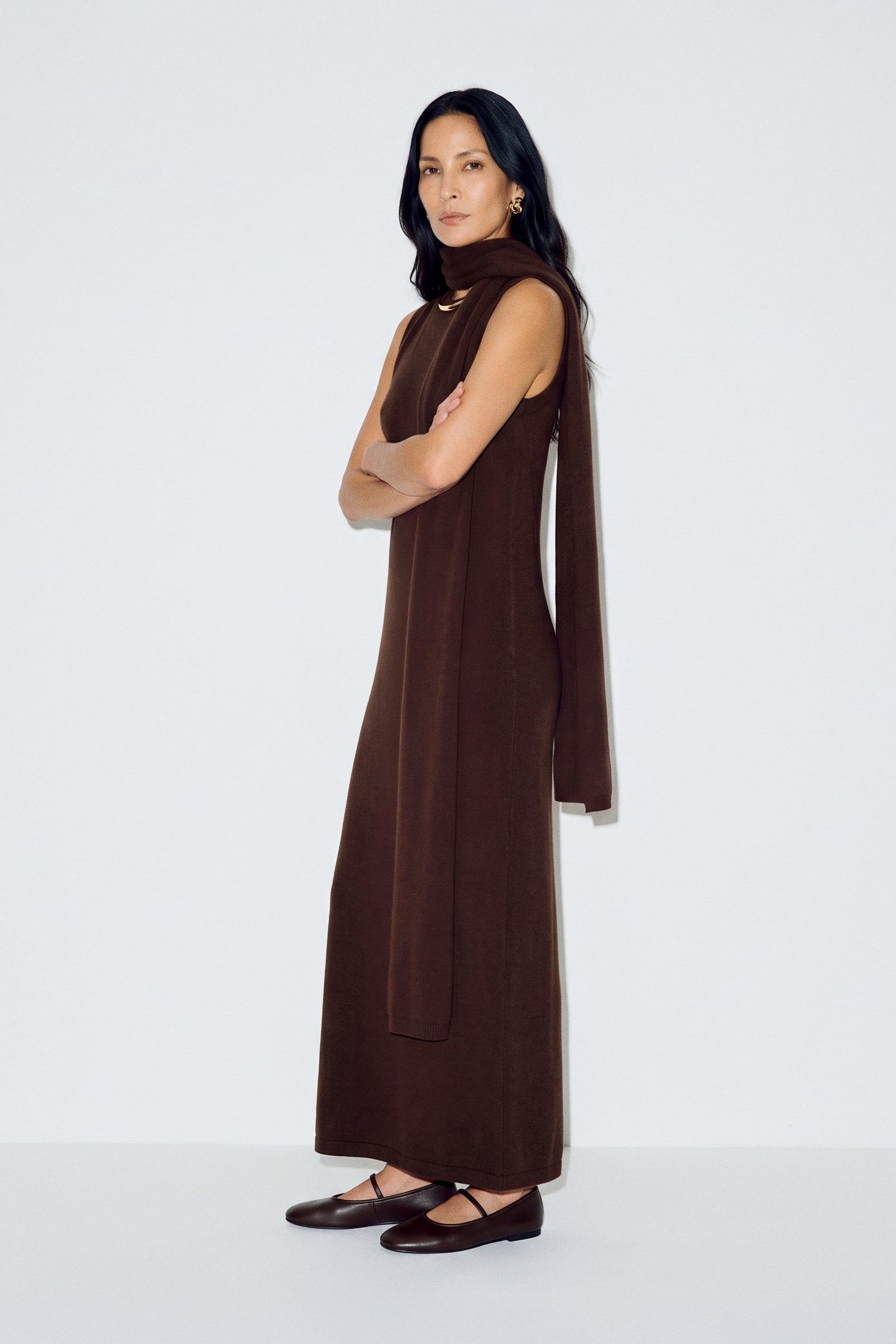 Soft Knit Scarf Maxi Dress