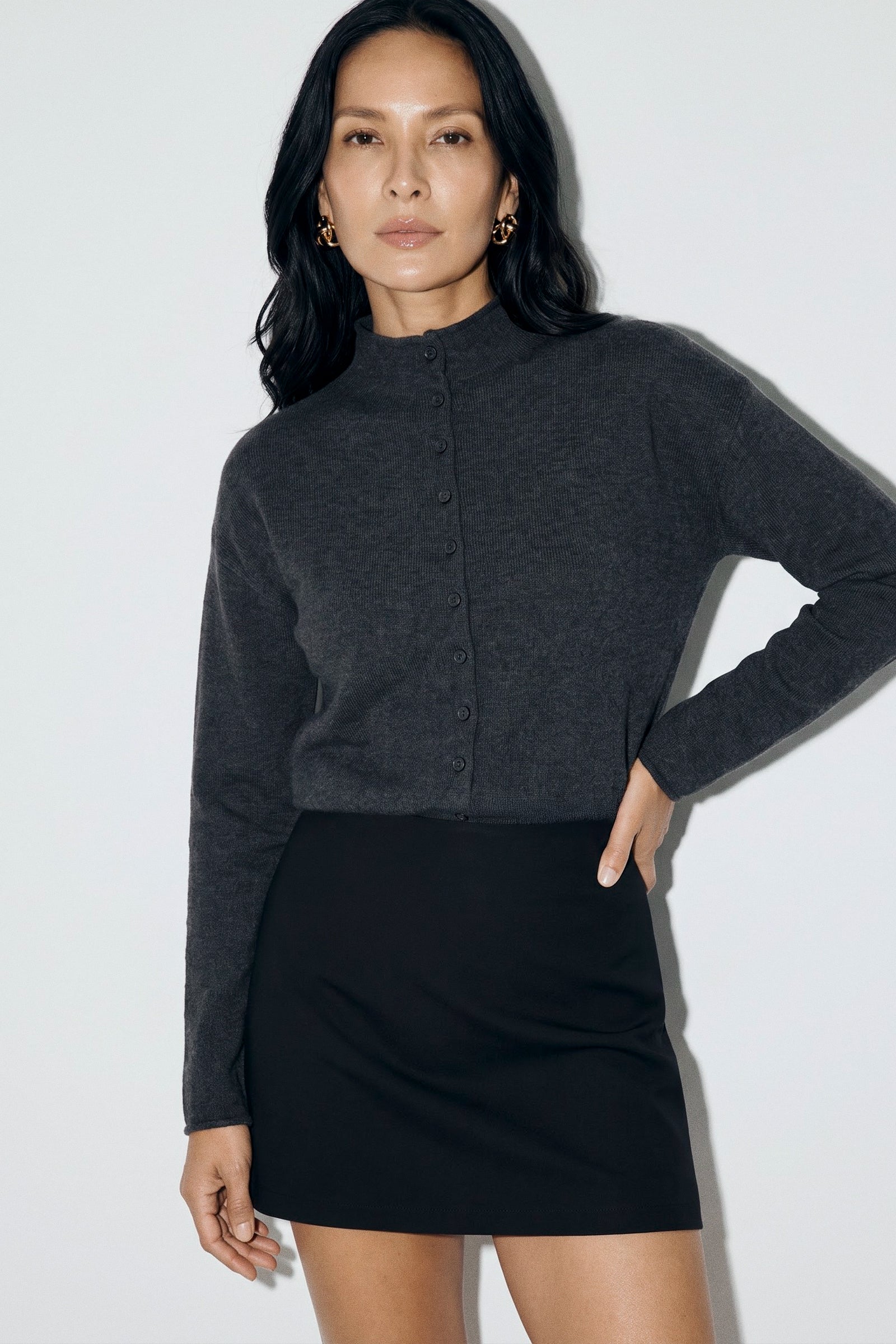 Soft Knit High Neck cardigan