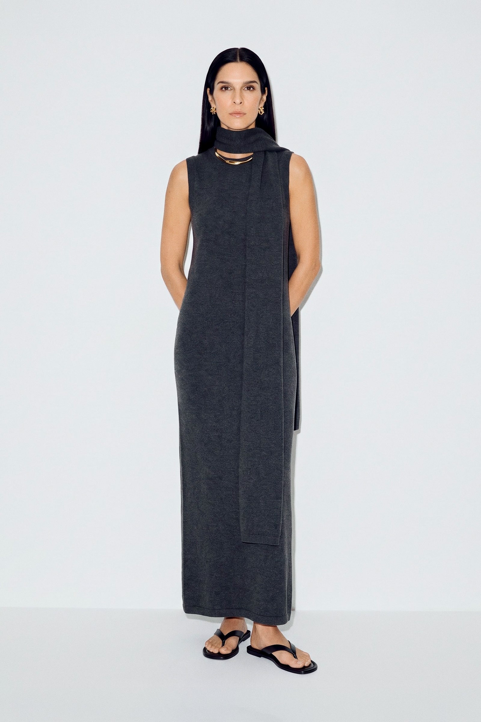 Soft Knit Scarf Maxi Dress