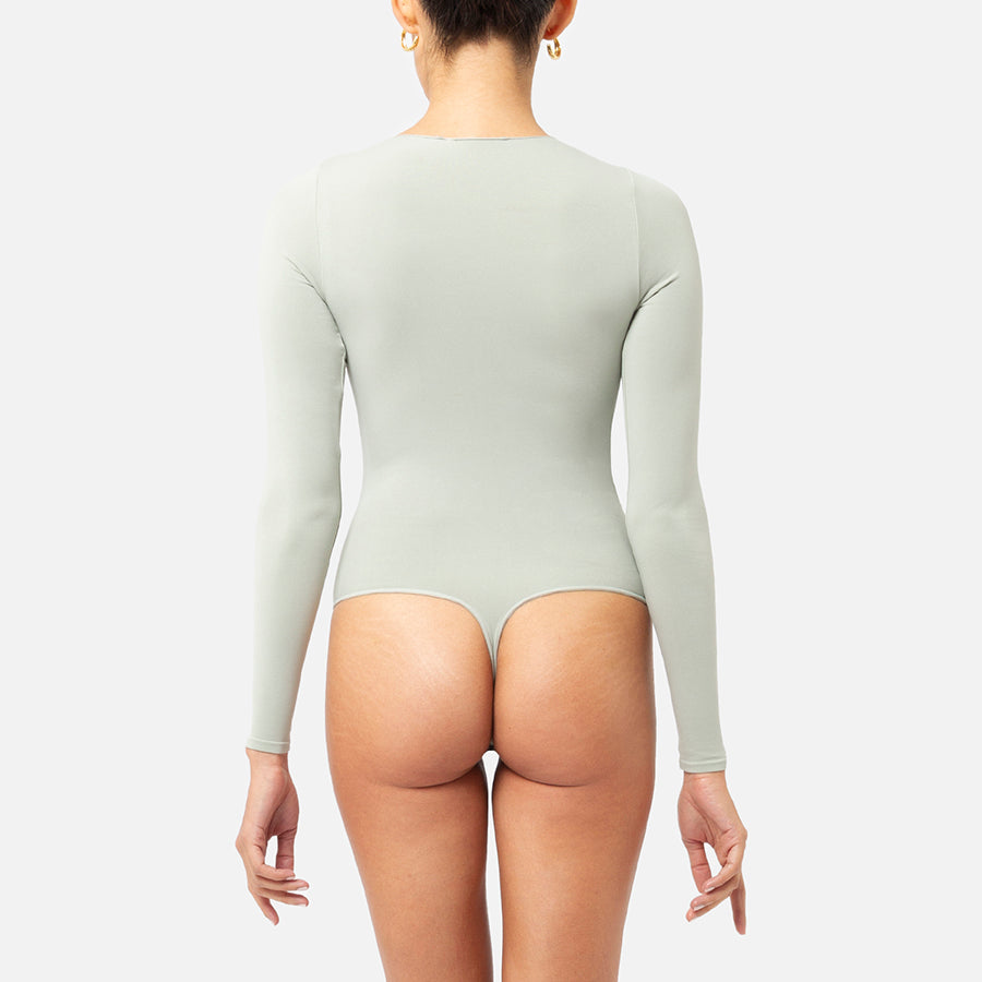 Bodysuit manga larga de espaldas color Agave