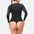 modelo de espaldas con Bodysuit manga larga negro Black