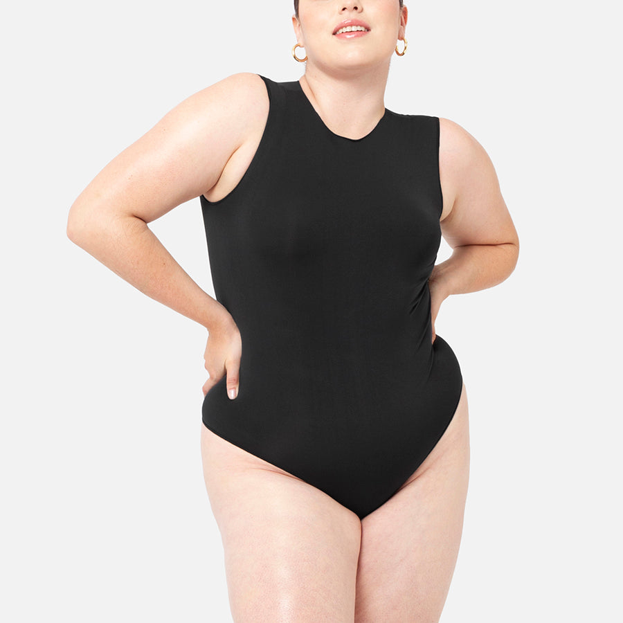 bodysuit sin manga color negro Black