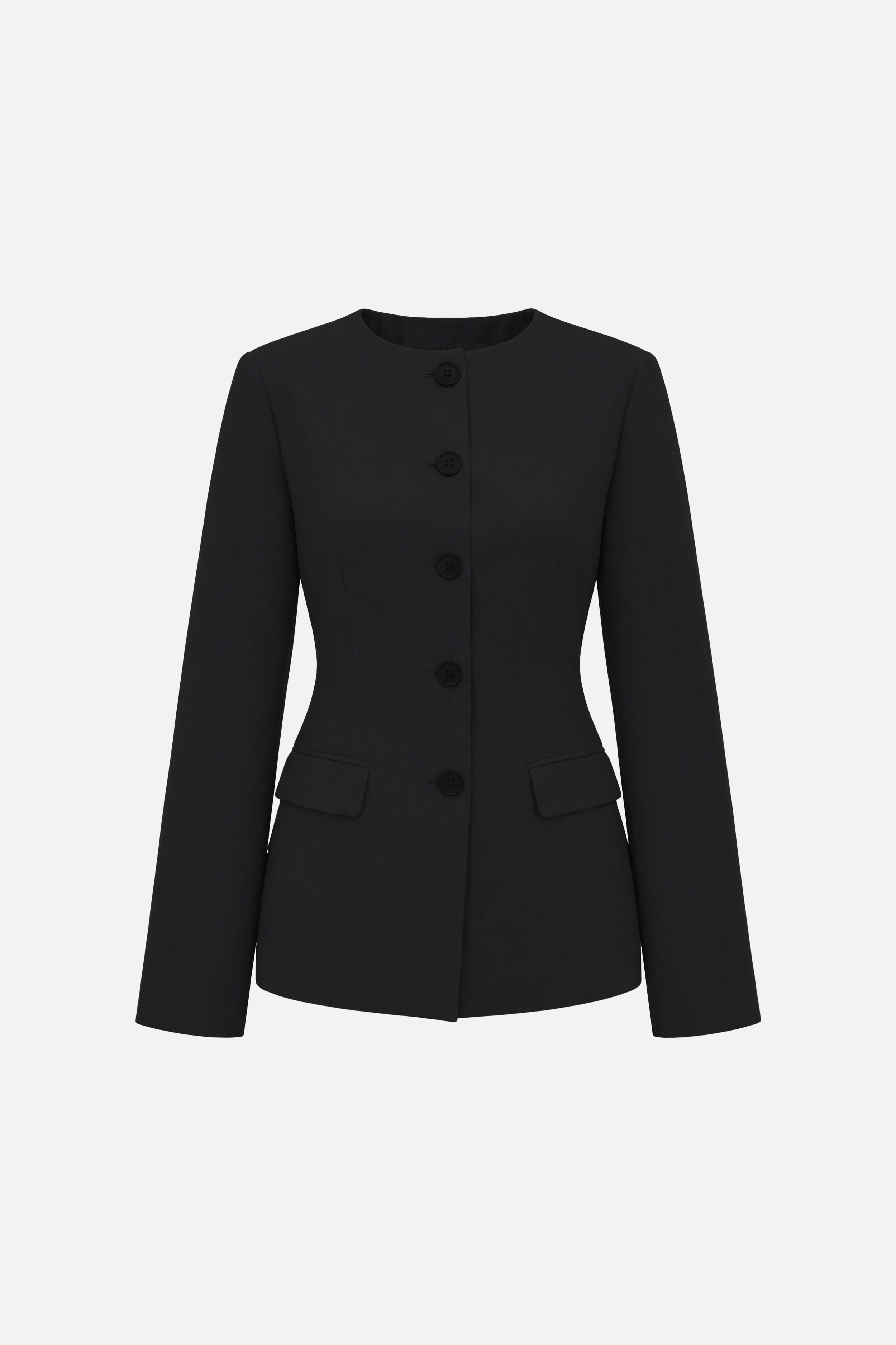 Tailored Collarless Blazer