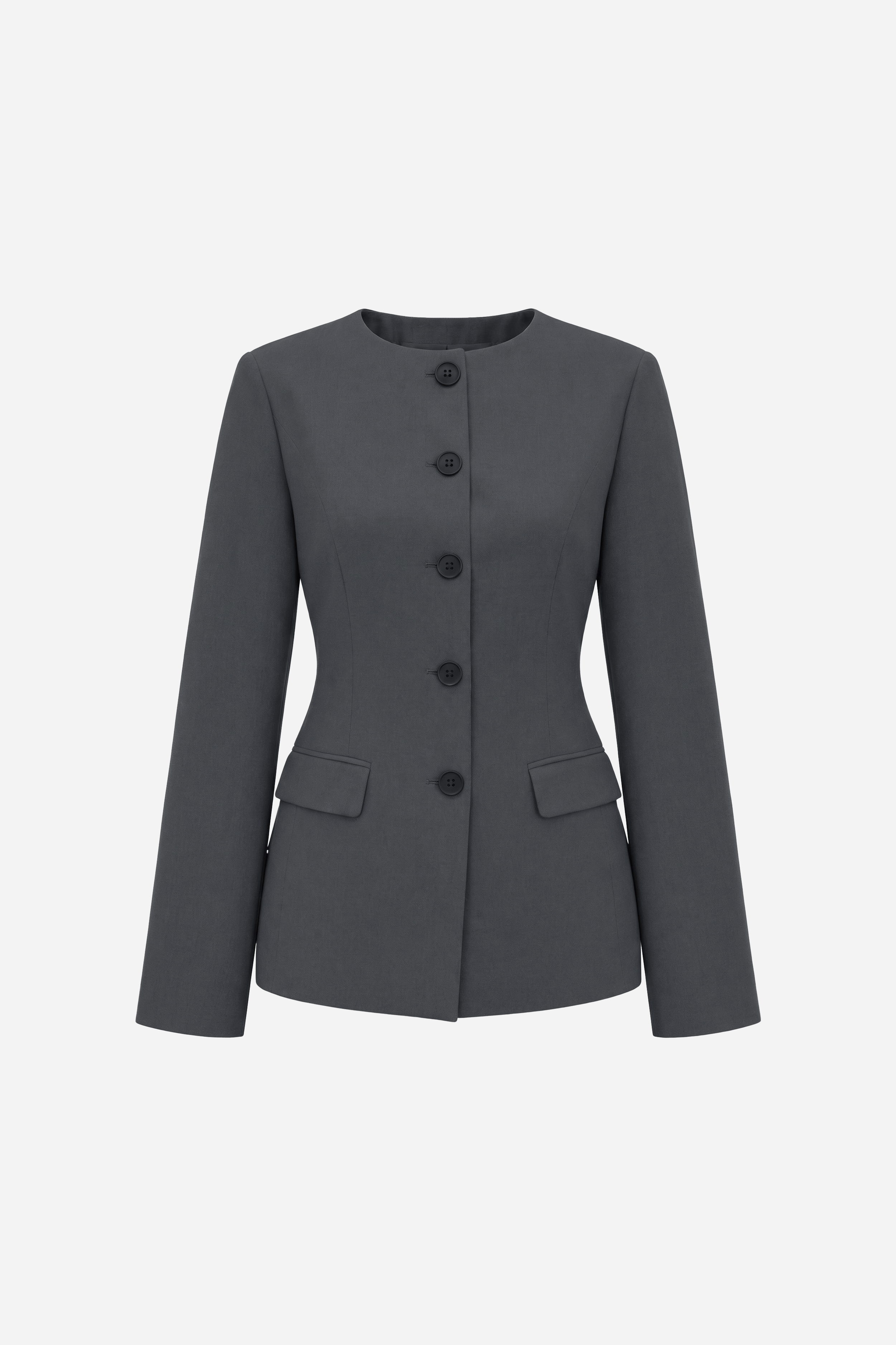 Tailored Collarless Blazer