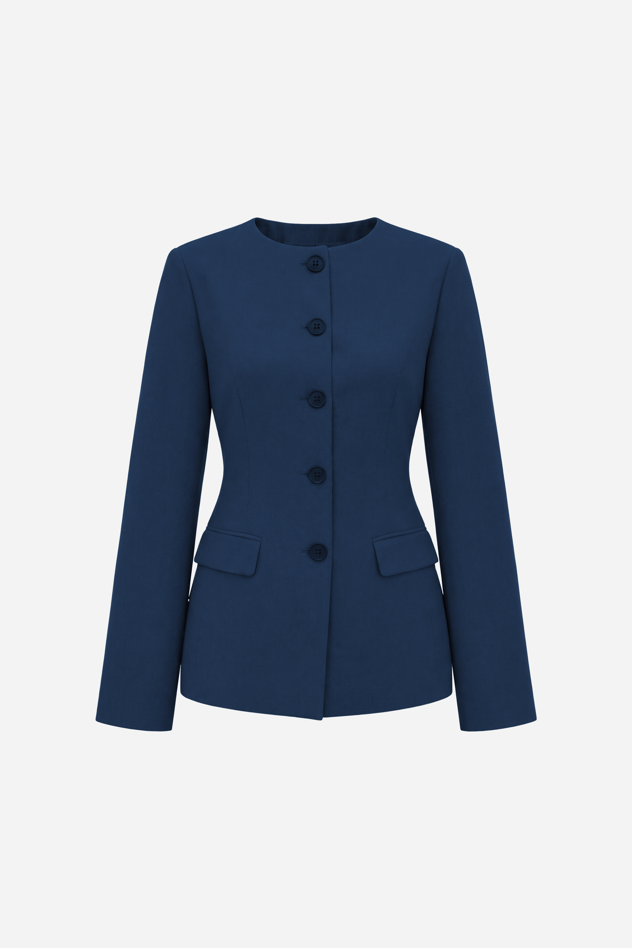 Tailored Collarless Blazer