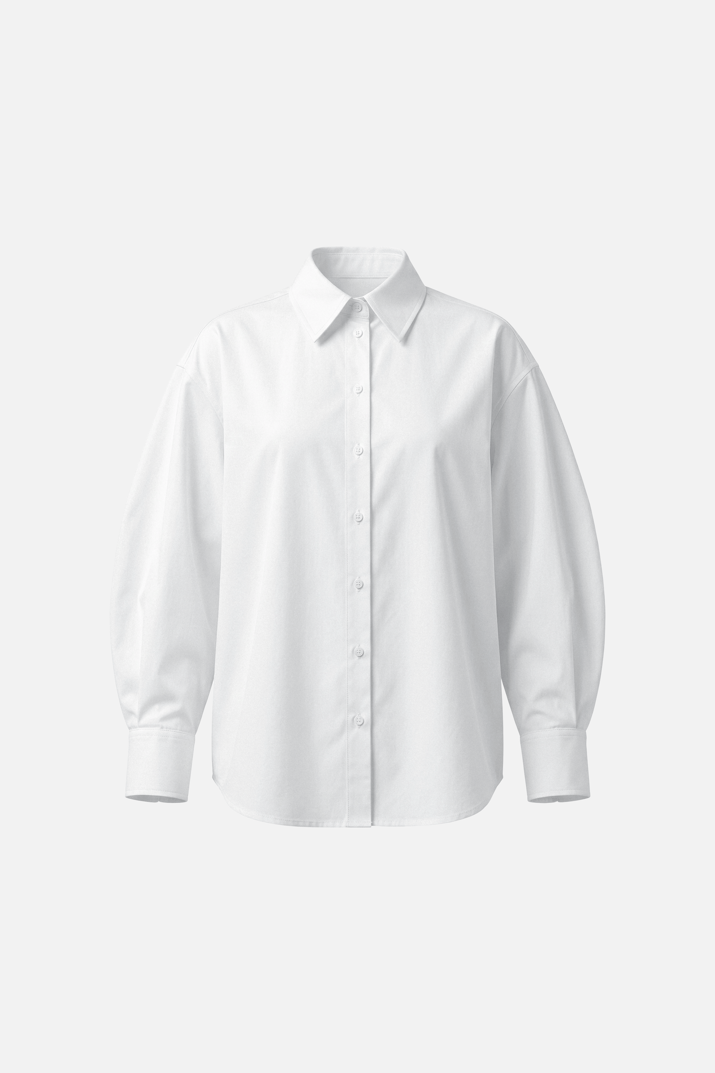 Cotton Poplin Bubble Sleeve Blouse