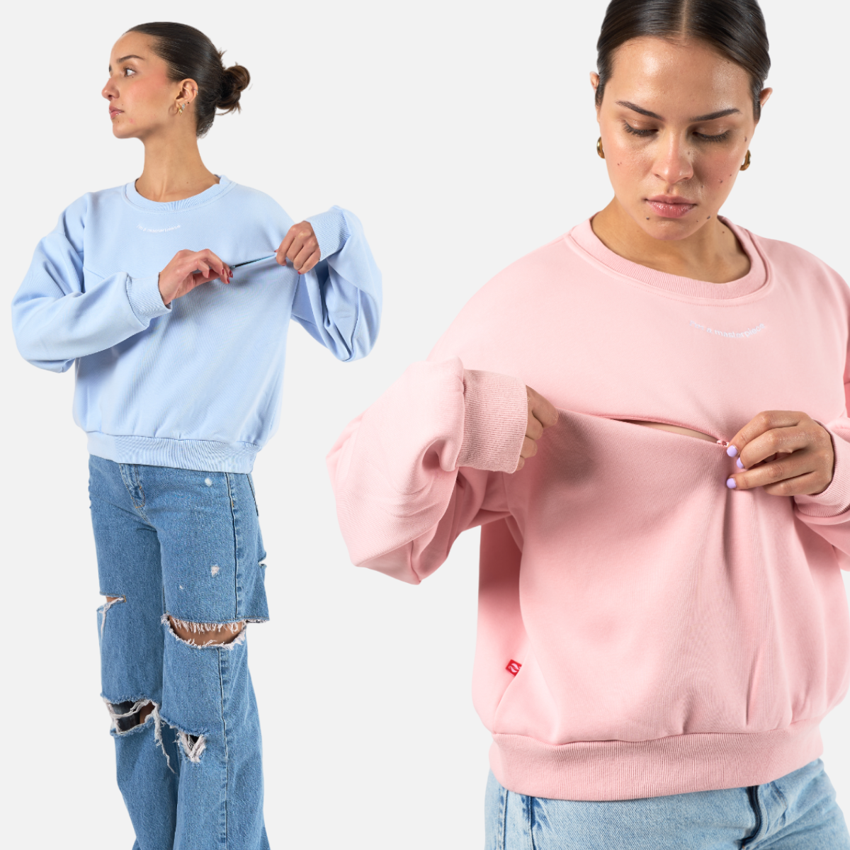 Sudadera de Maternidad + 2 Bralettes cuello redondo seamless black