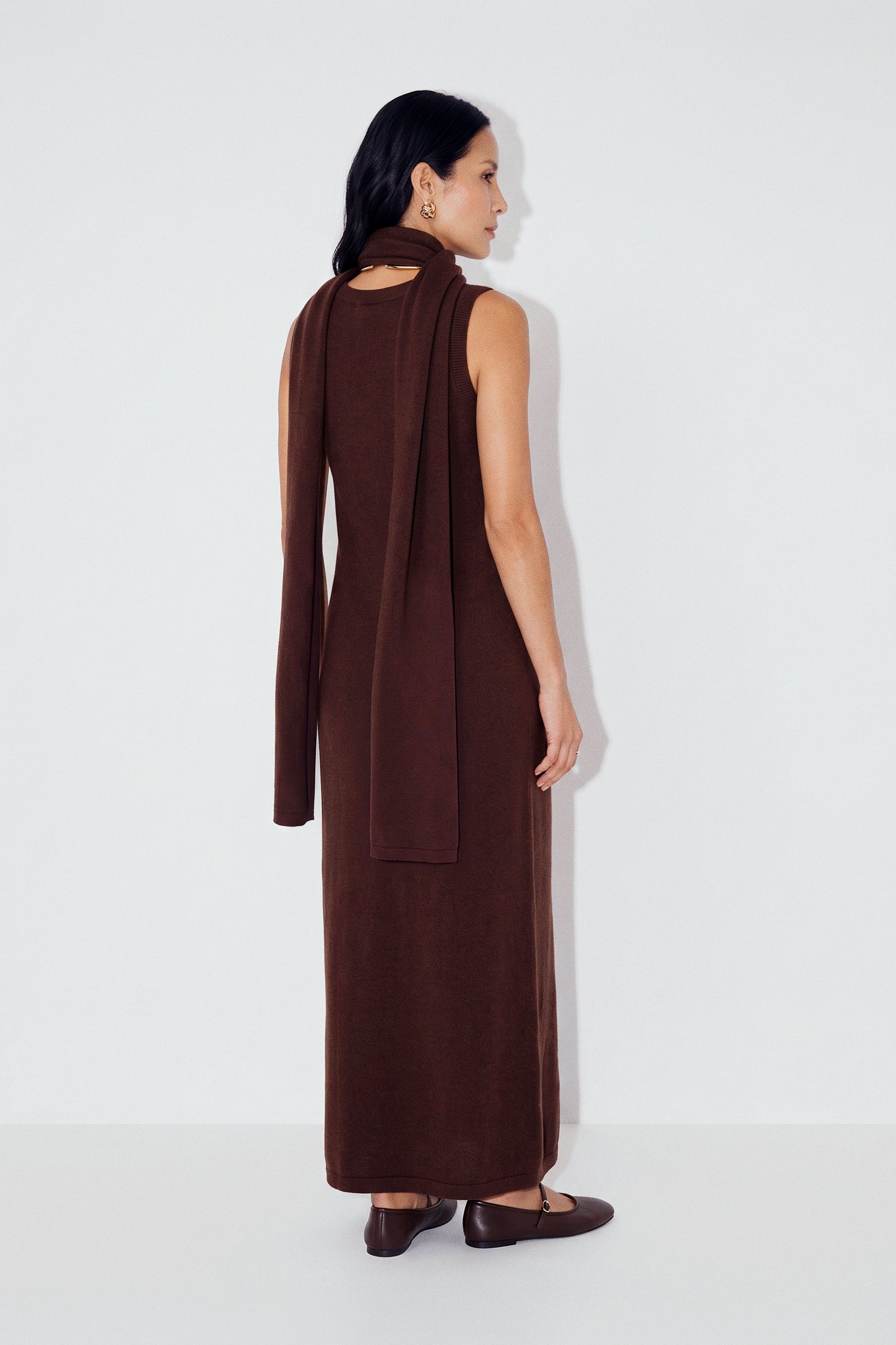 Soft Knit Scarf Maxi Dress