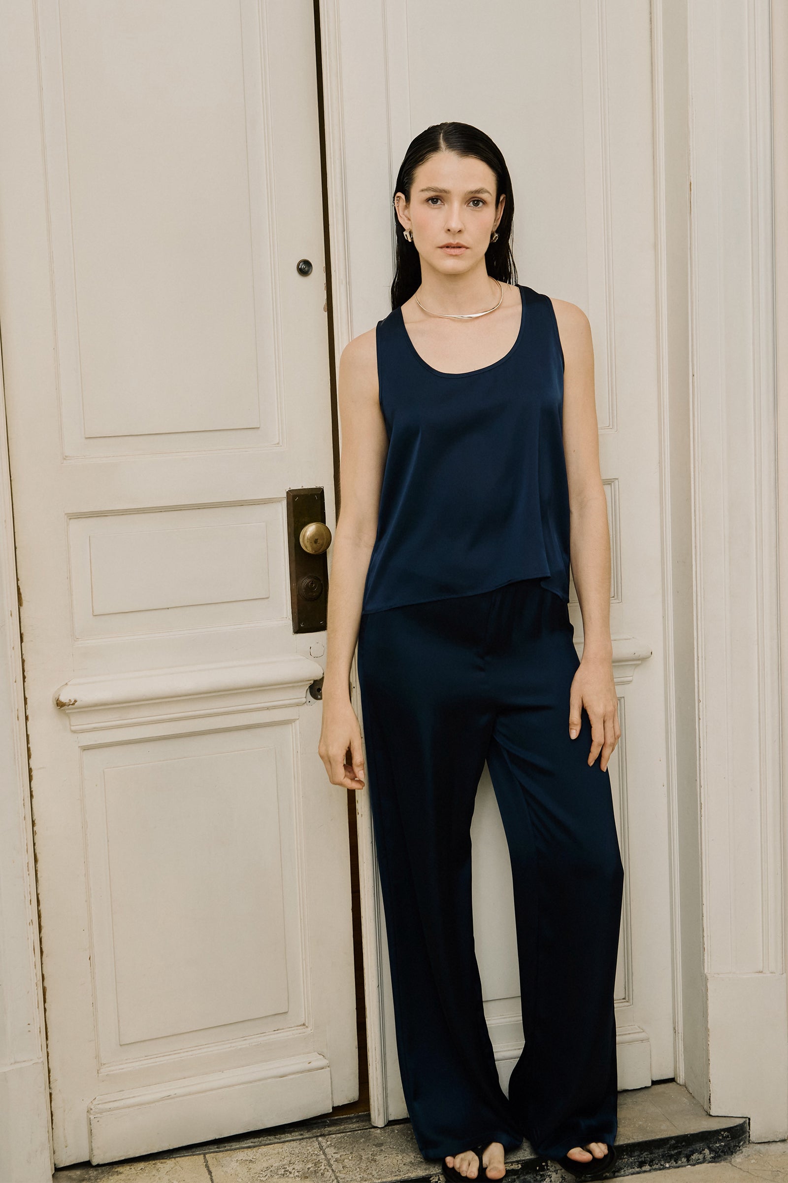 Satin Straight Pants