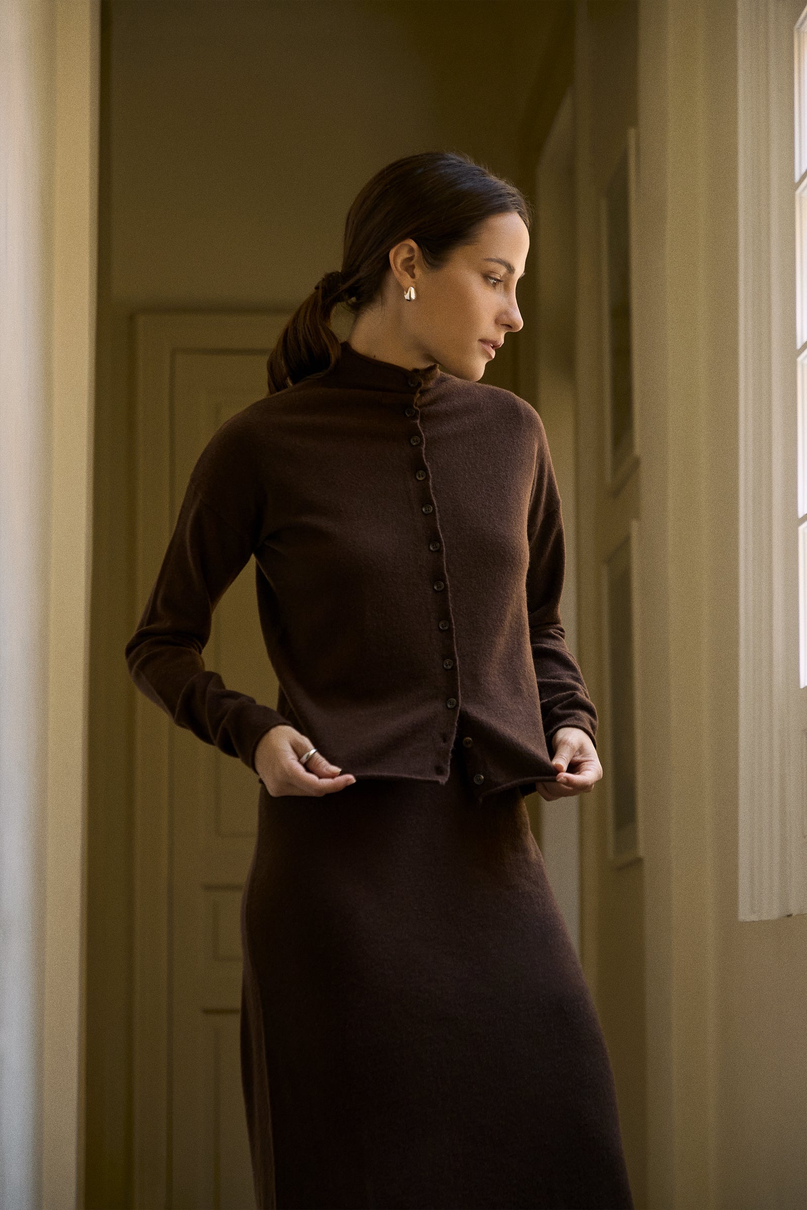 Soft Knit High Neck cardigan