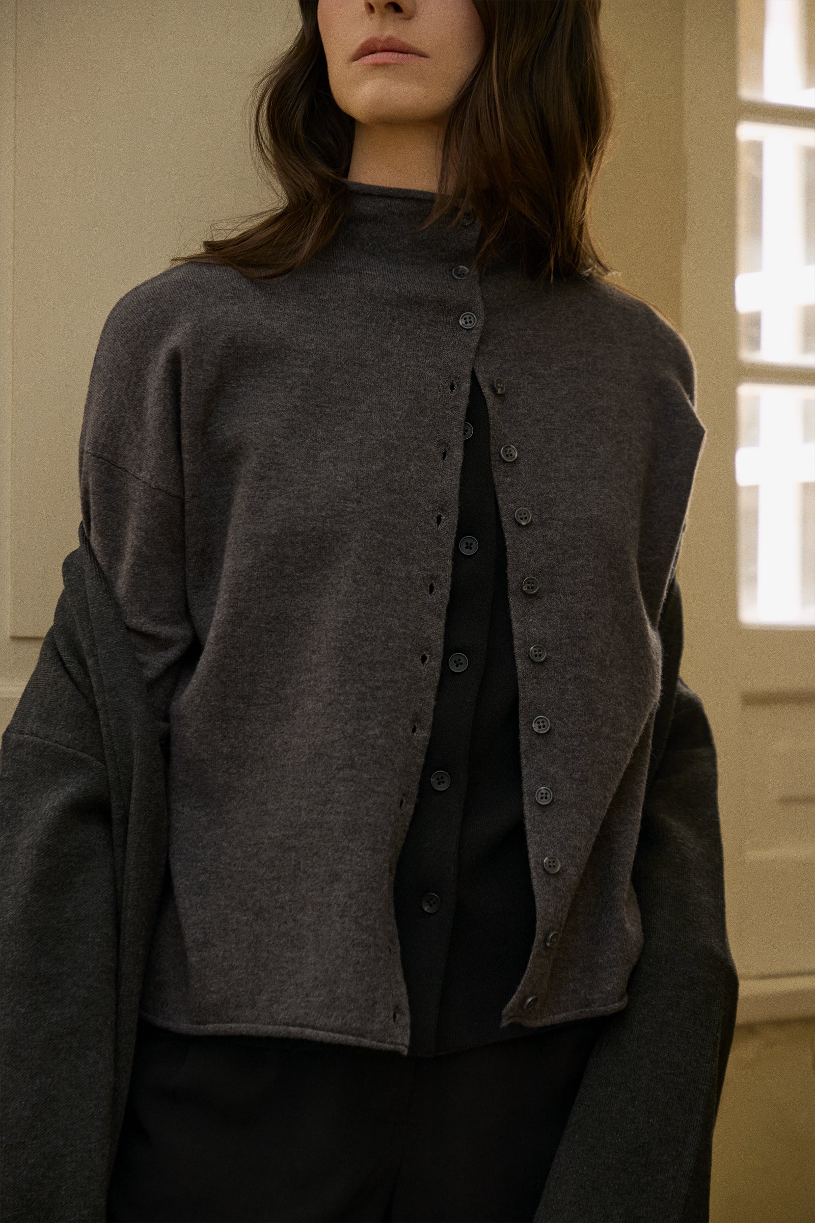 Soft Knit High Neck cardigan