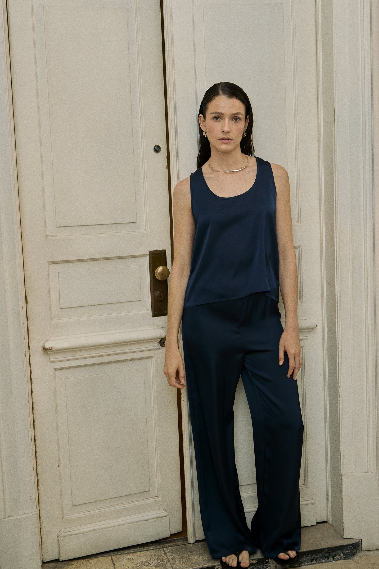 Satin Straight Pants