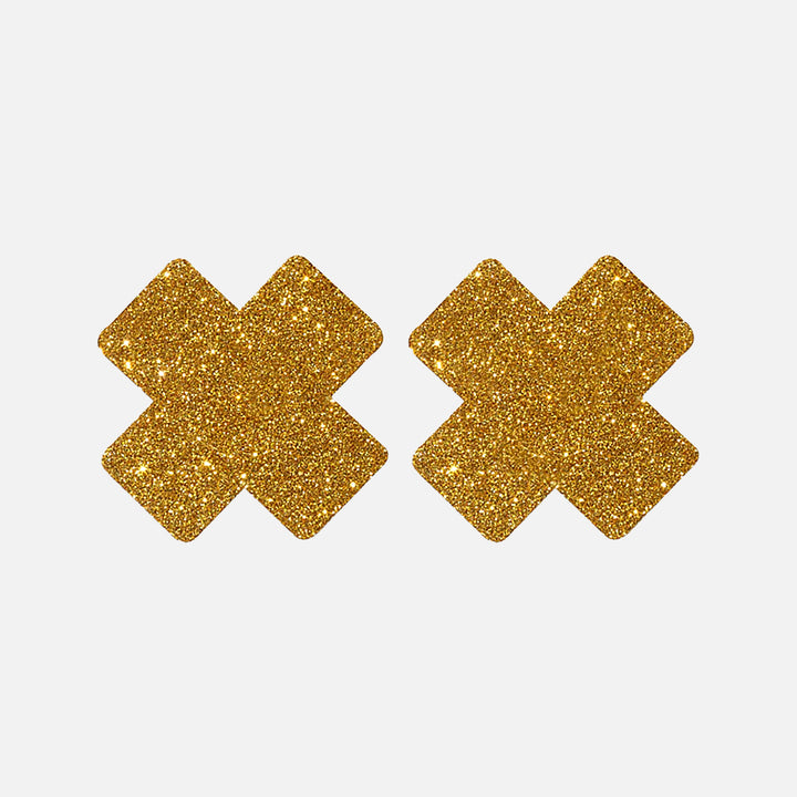 5 Pairs Gold Glitter Cross