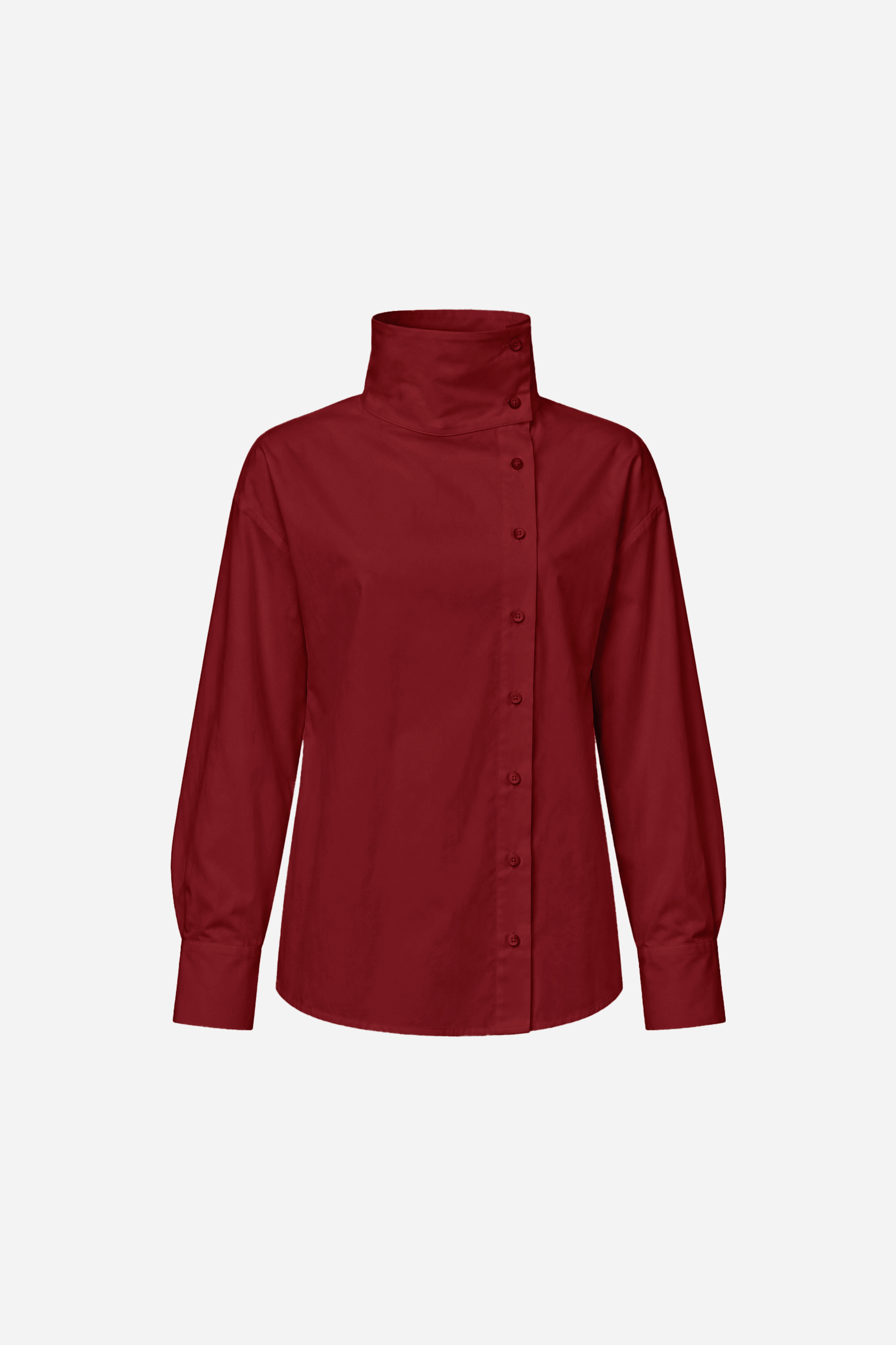Cotton Poplin High Neck Blouse