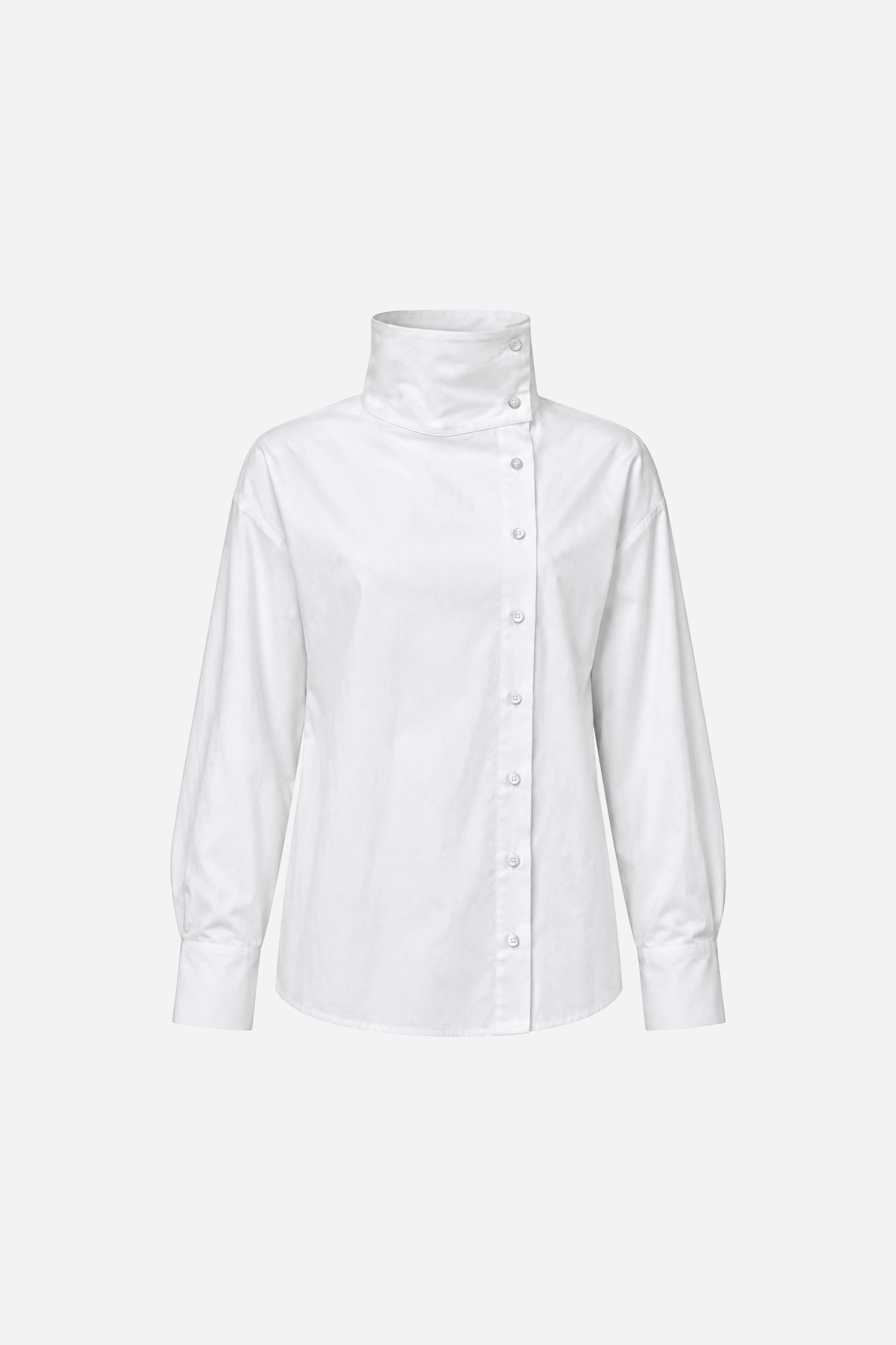 Cotton Poplin High Neck Blouse