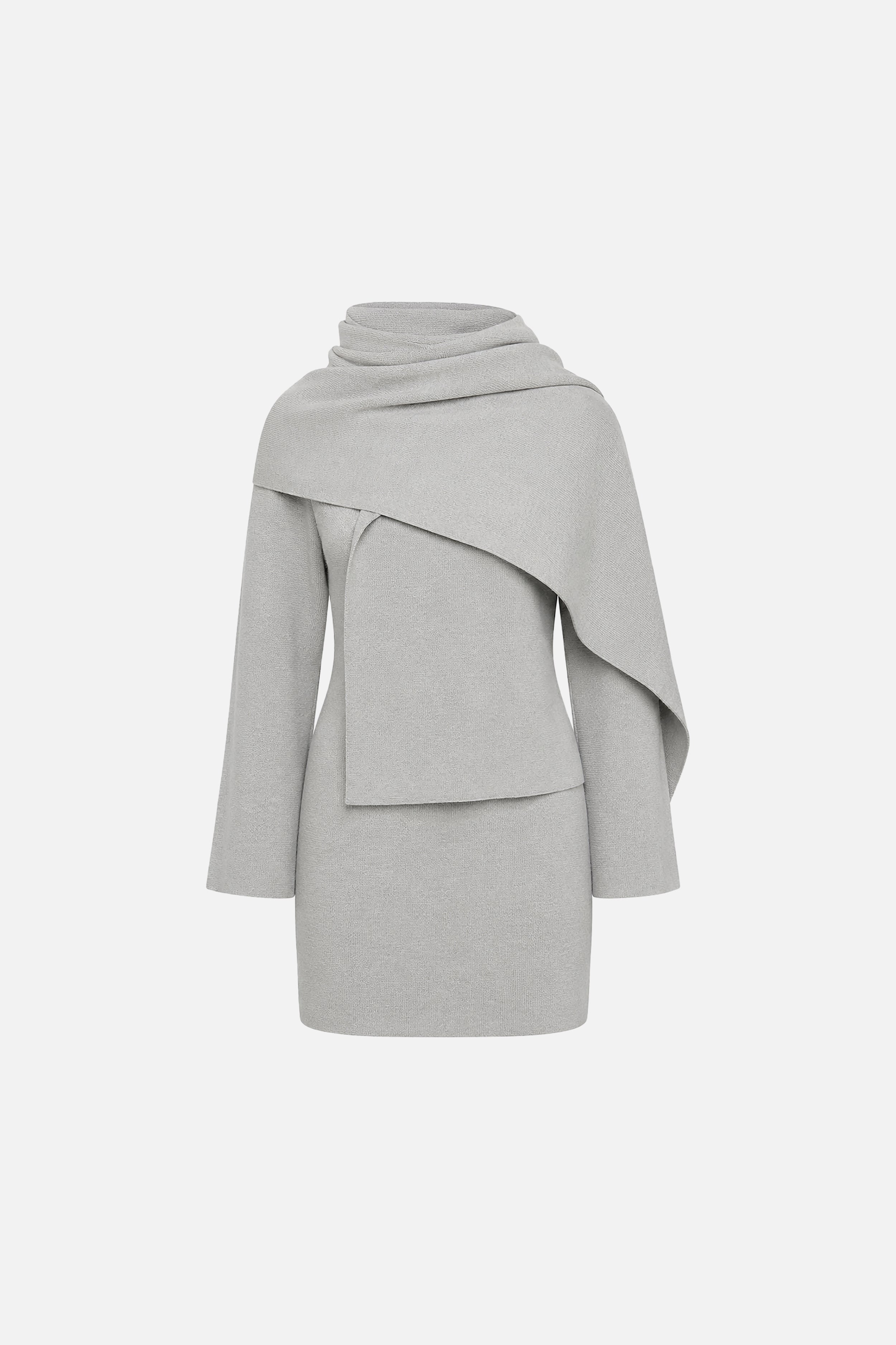 Plush Knit Scarf Knit Mini Dress