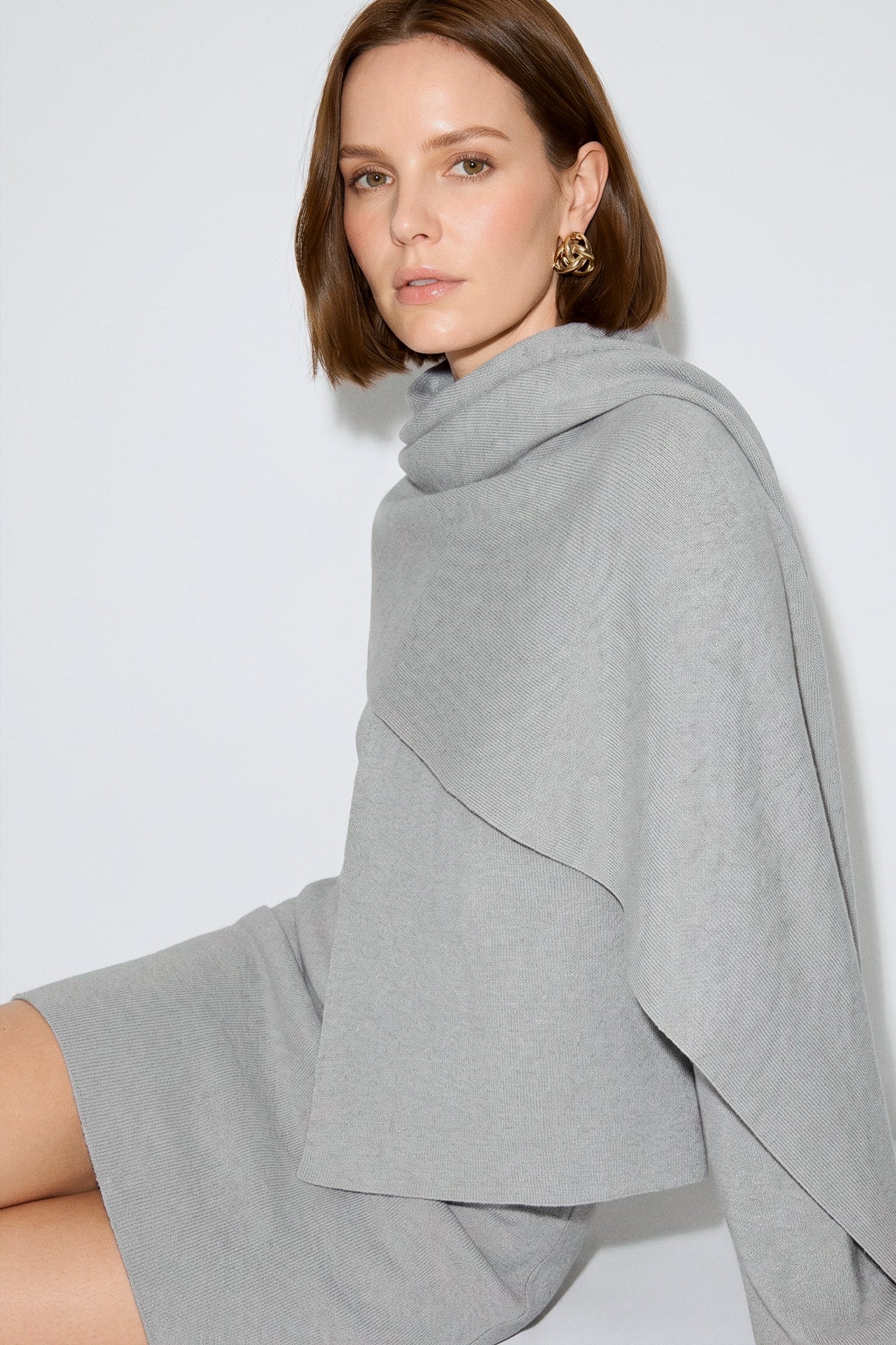 Plush Knit Scarf Knit Mini Dress