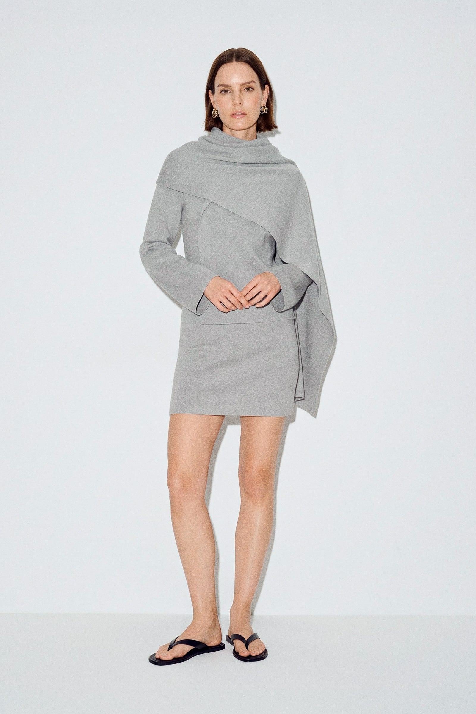Plush Knit Scarf Knit Mini Dress