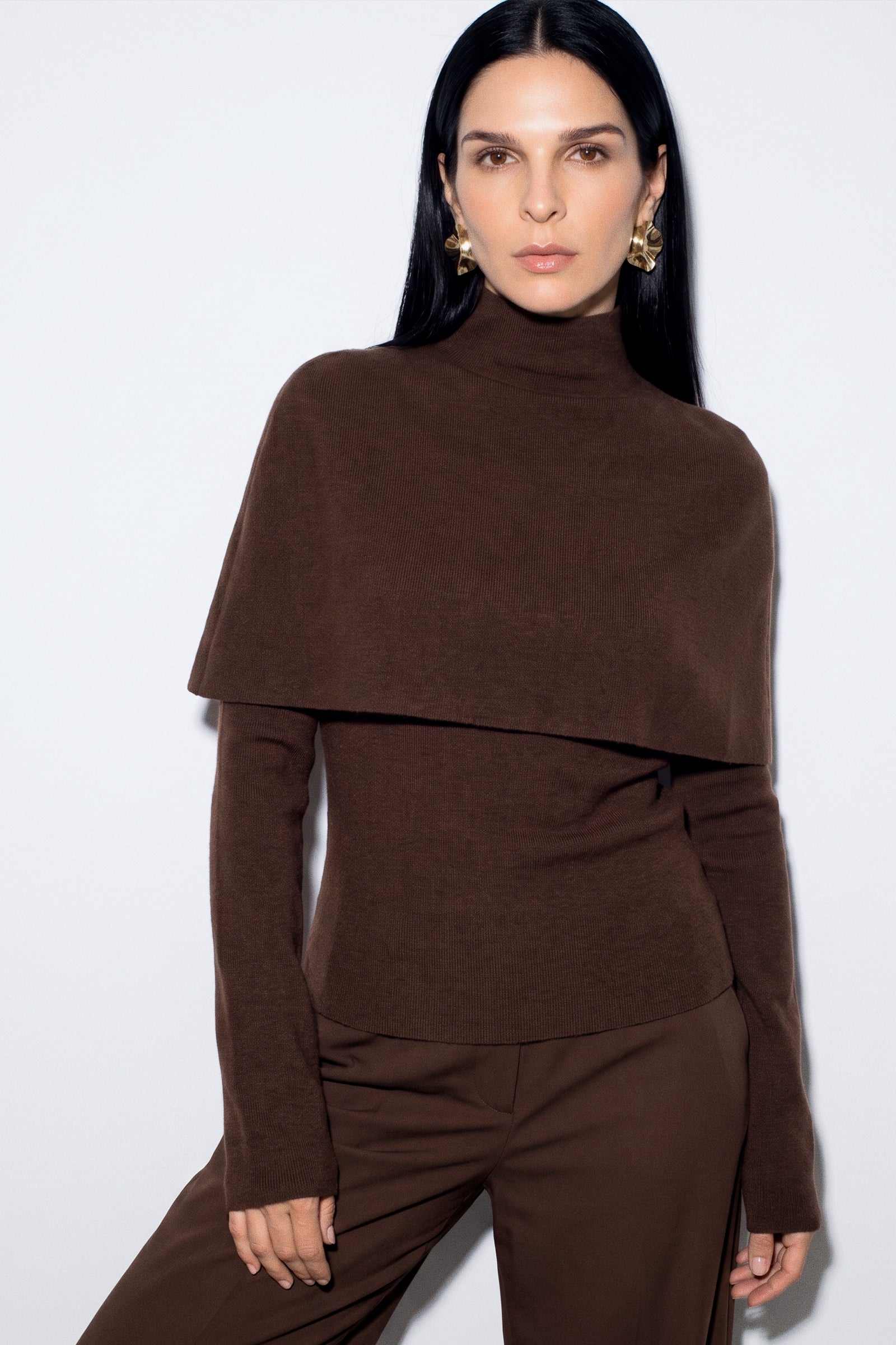 Plush Knit Long sleeve Poncho Top