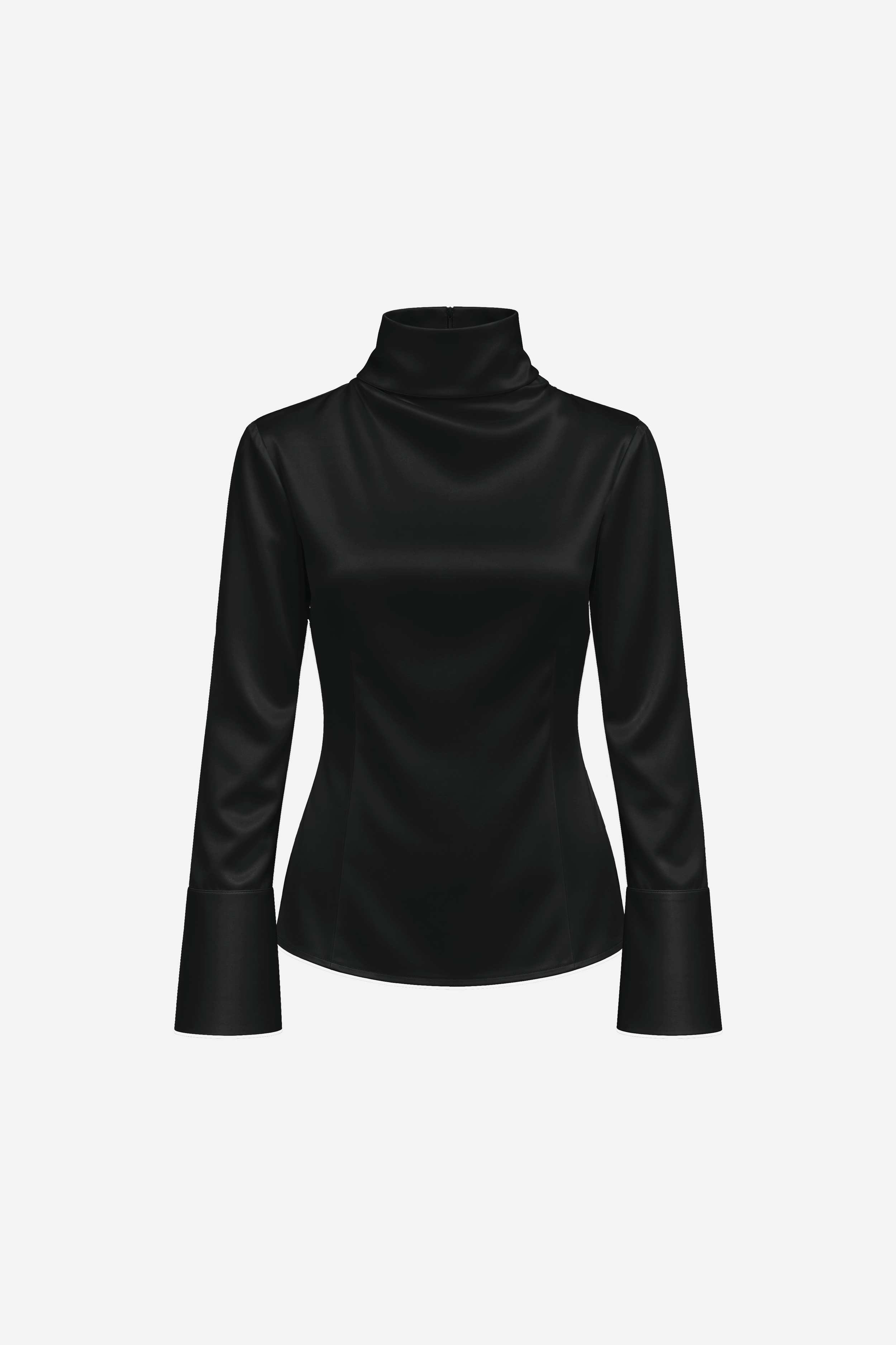 Long Sleeve Satin Scarf  Blouse