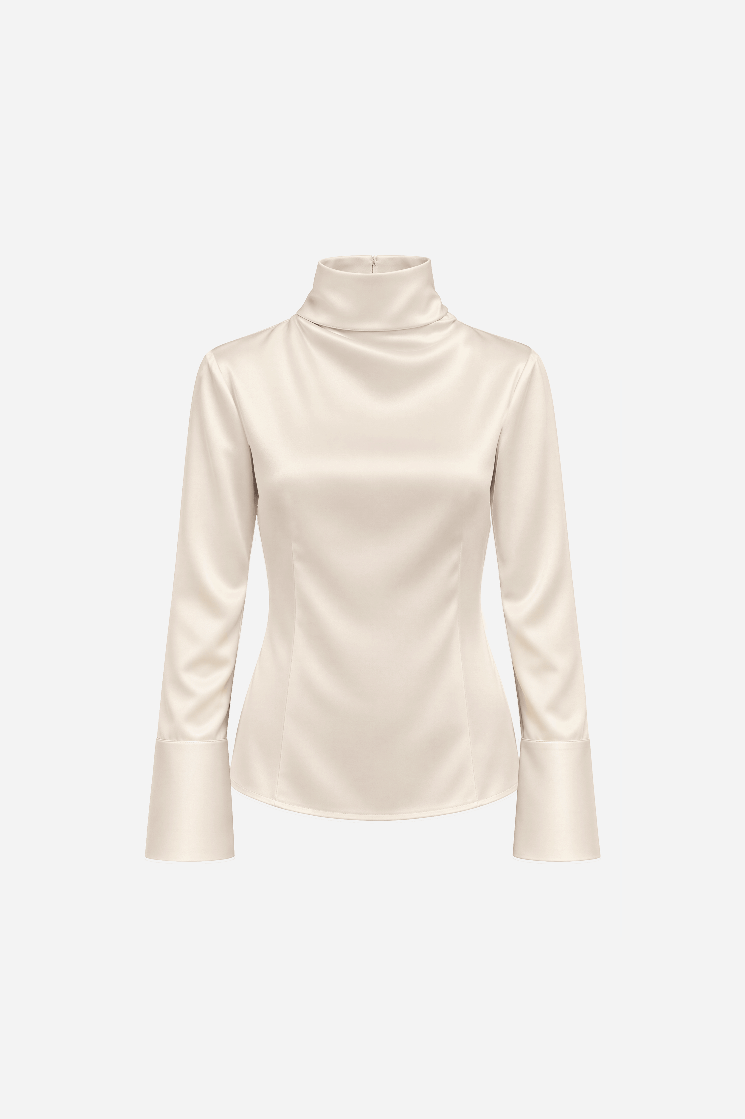 Long Sleeve Satin Scarf  Blouse