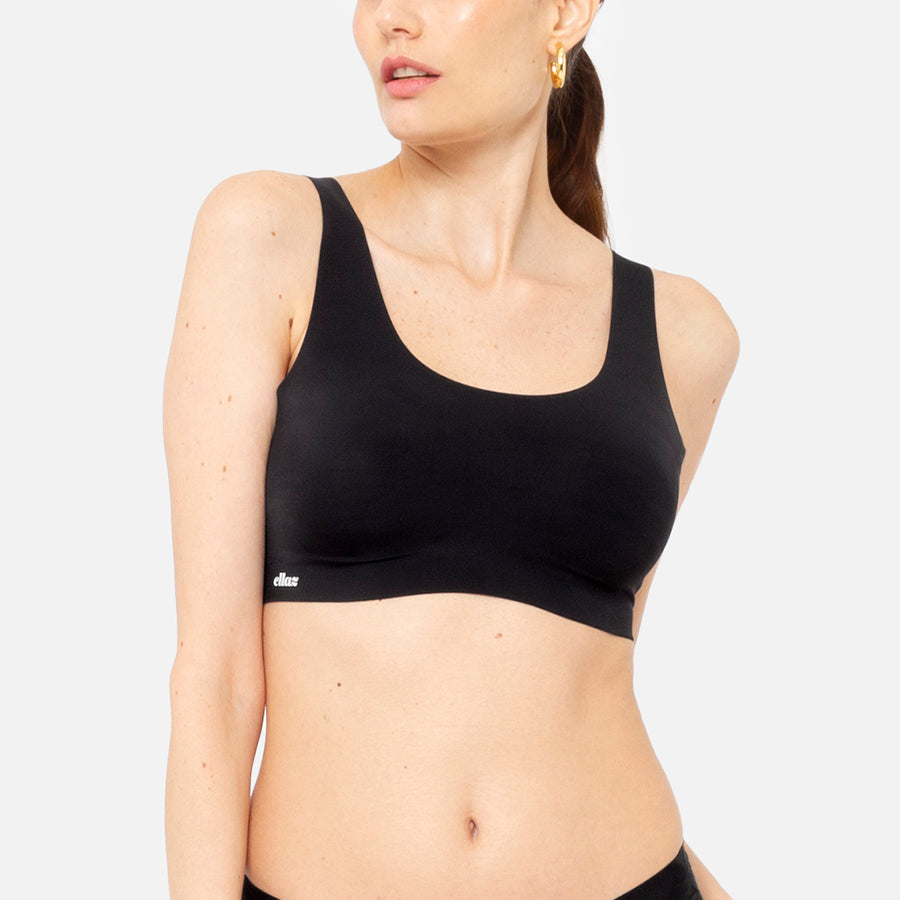 Seamless round neck bralette Black