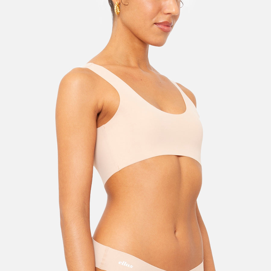 Seamless round neck bralette Nude