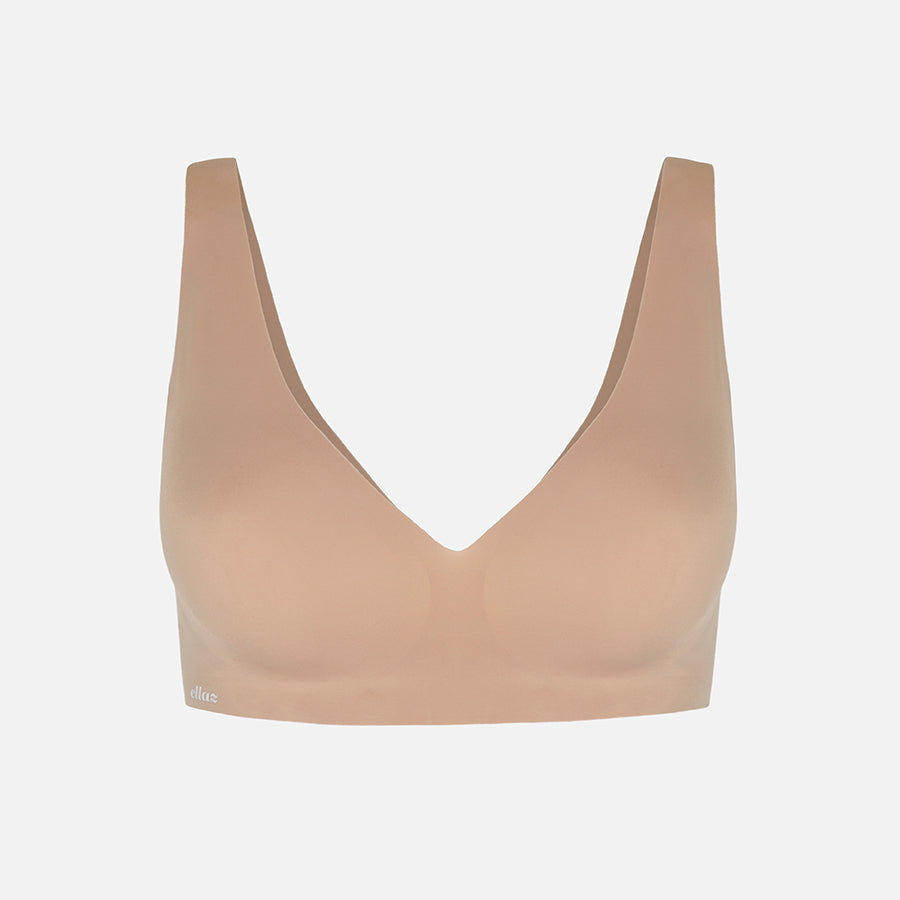 Seamless V neck bralette Nude