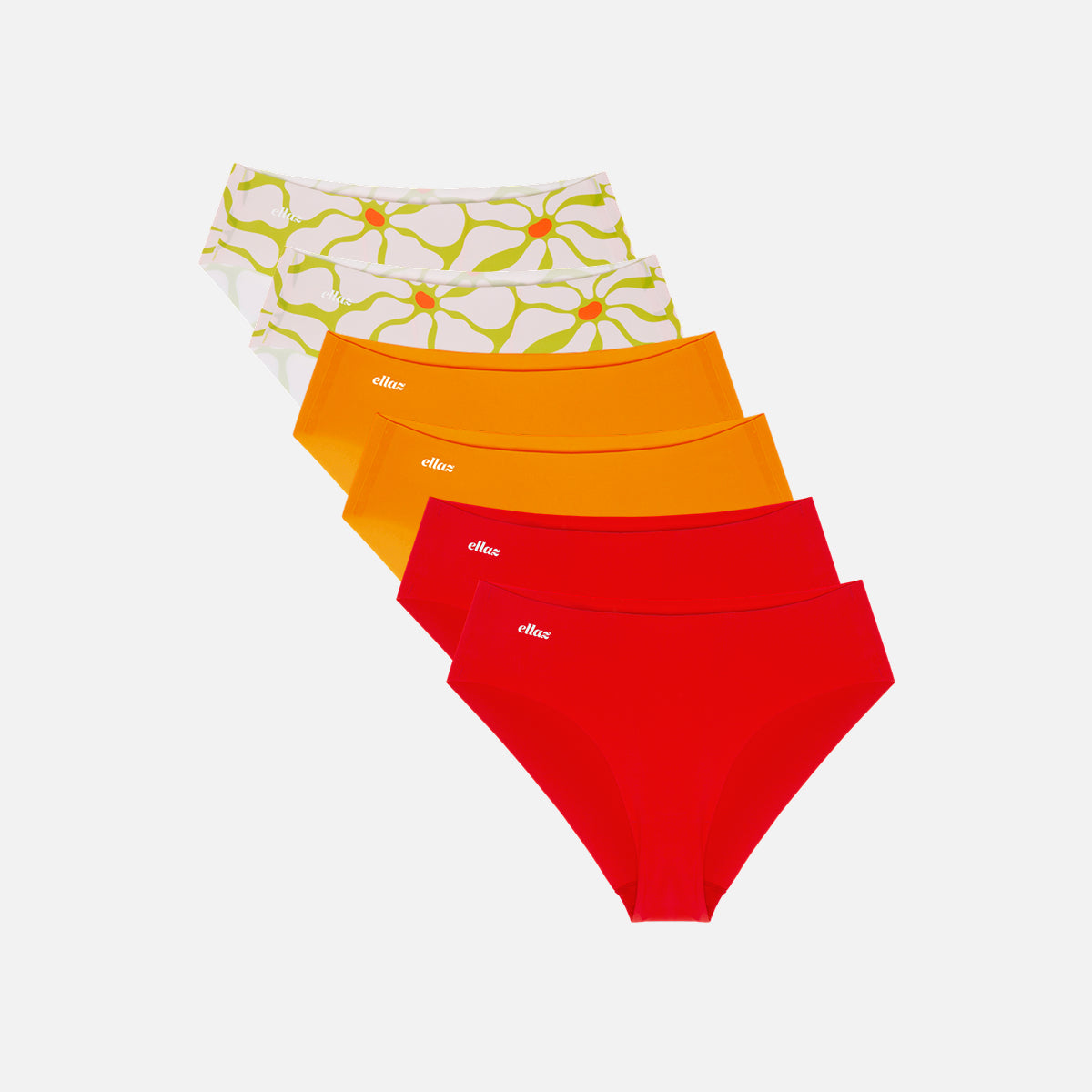 SET | Shocking Orange + Cherry Red + Flower Underwear