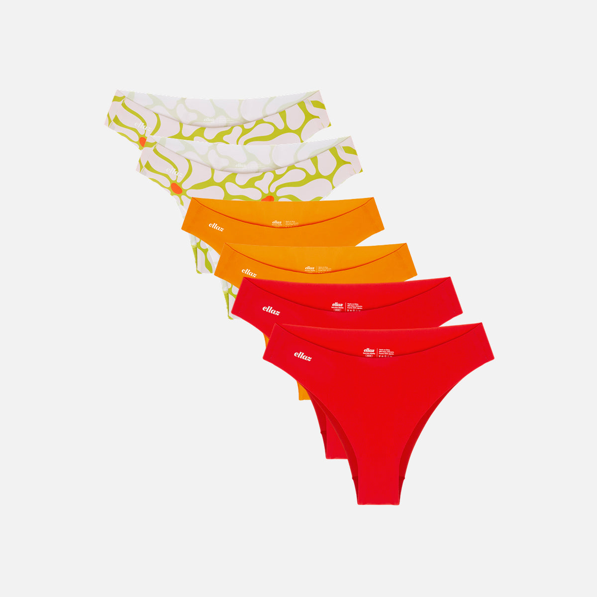 SET | Shocking Orange + Cherry Red + Flower Underwear