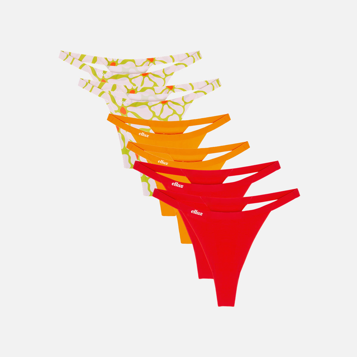 SET | Shocking Orange + Cherry Red + Flower Underwear