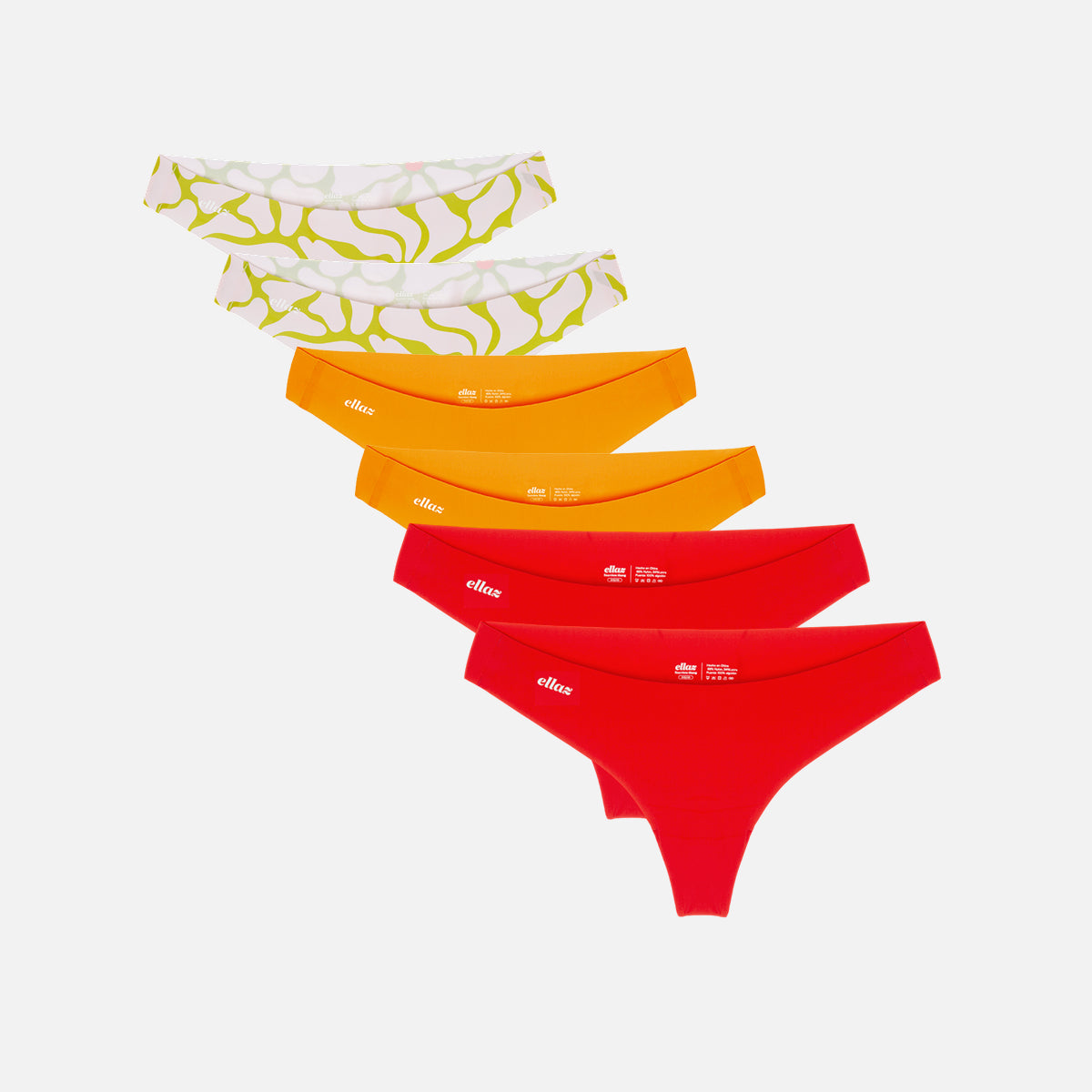 SET | Shocking Orange + Cherry Red + Flower Underwear