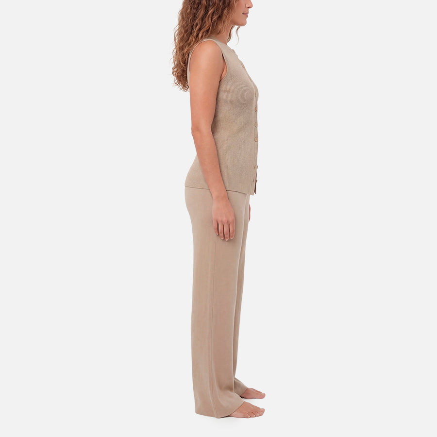 SET | Chaleco de Botones & Pants Light Knitwear
