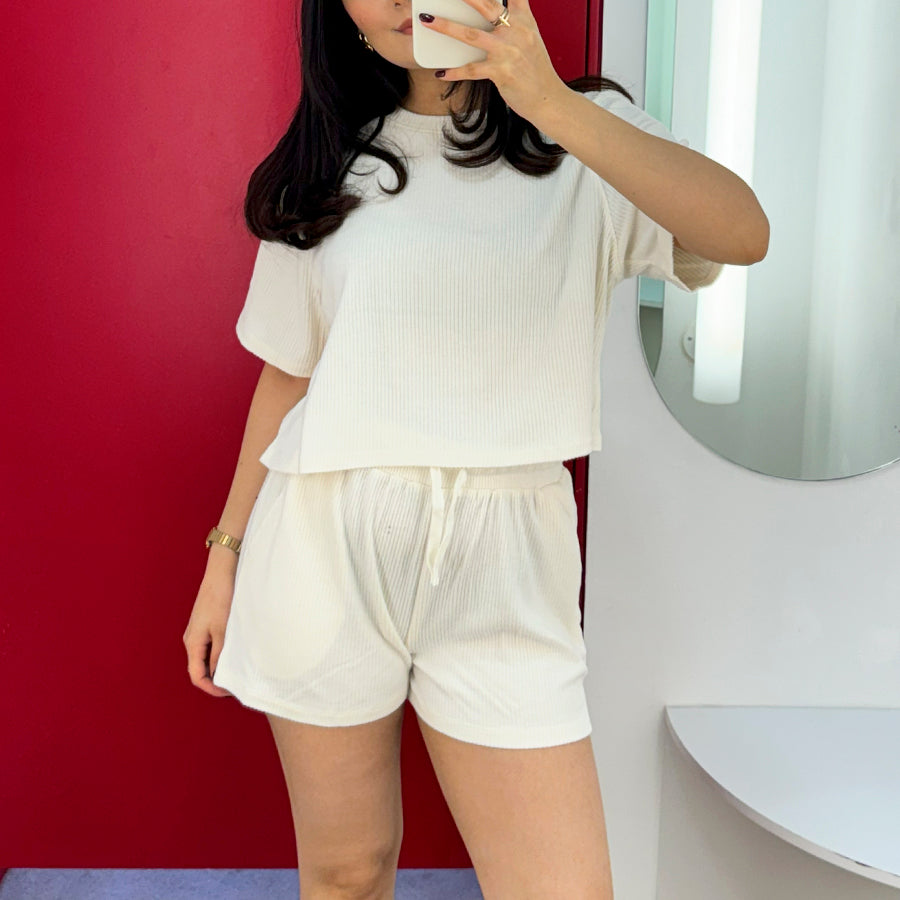 Short Sleeve PJ Set (Cream)