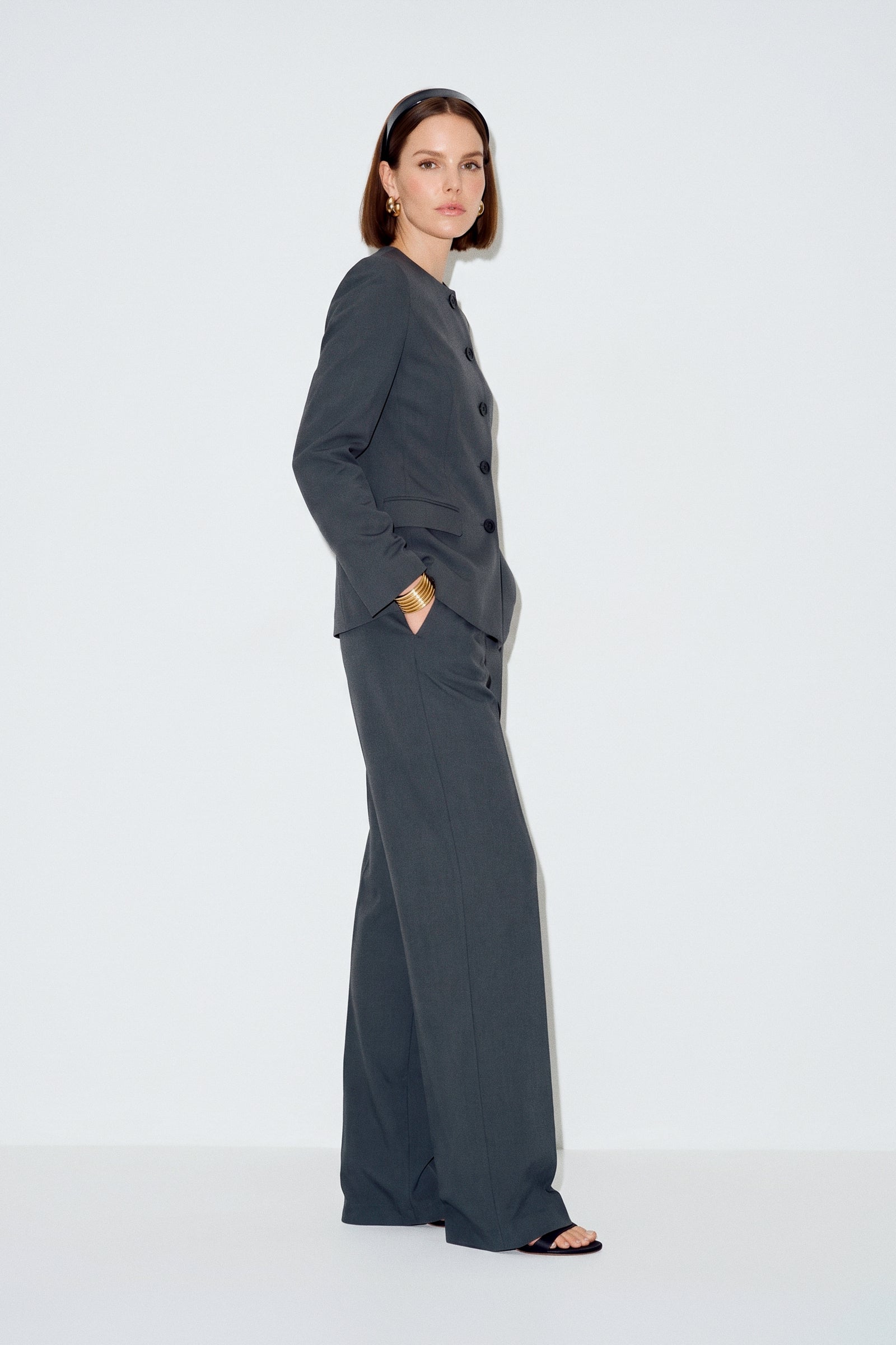 Tailored Mid Waist Pants