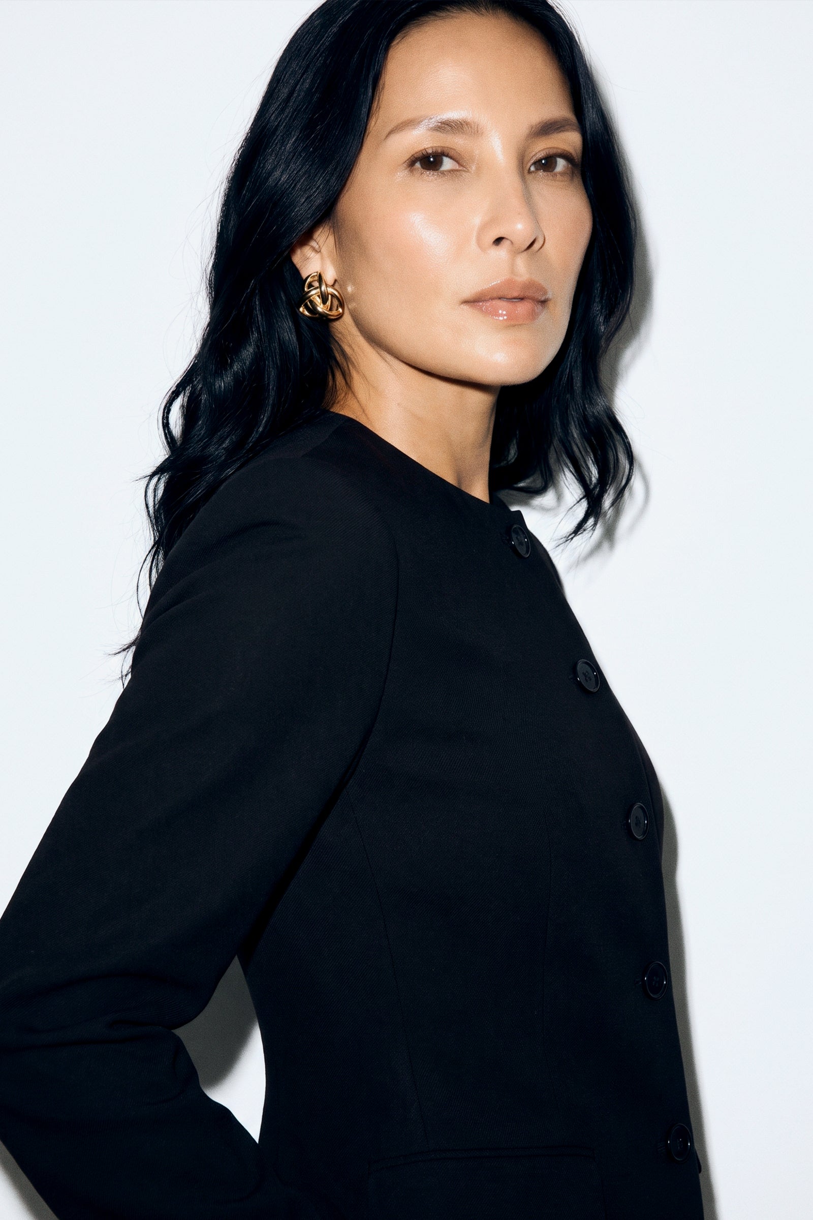 Tailored Collarless Blazer