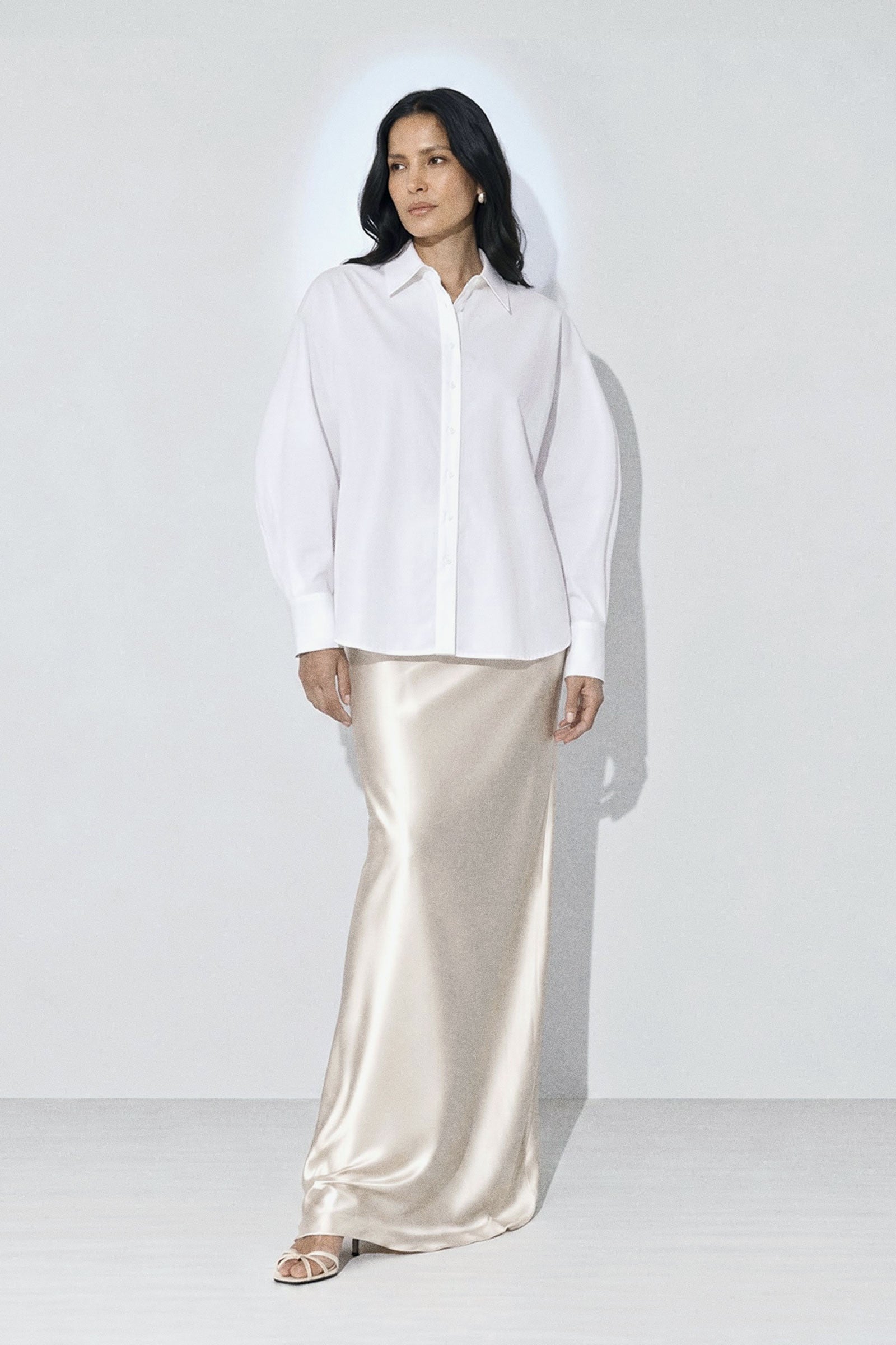Cotton Poplin Bubble Sleeve Blouse