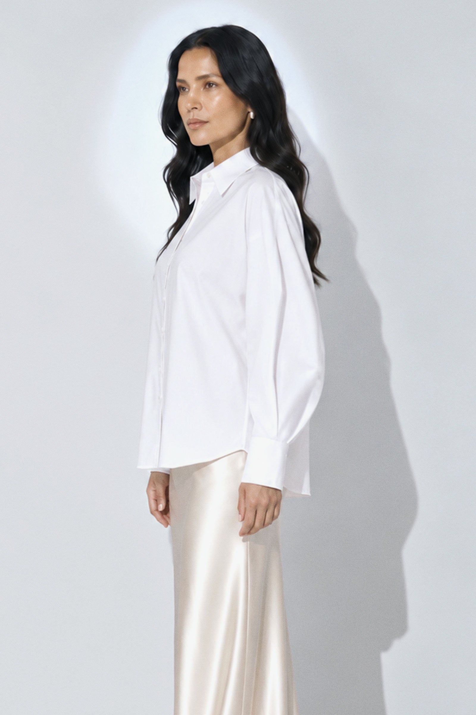 Cotton Poplin Bubble Sleeve Blouse