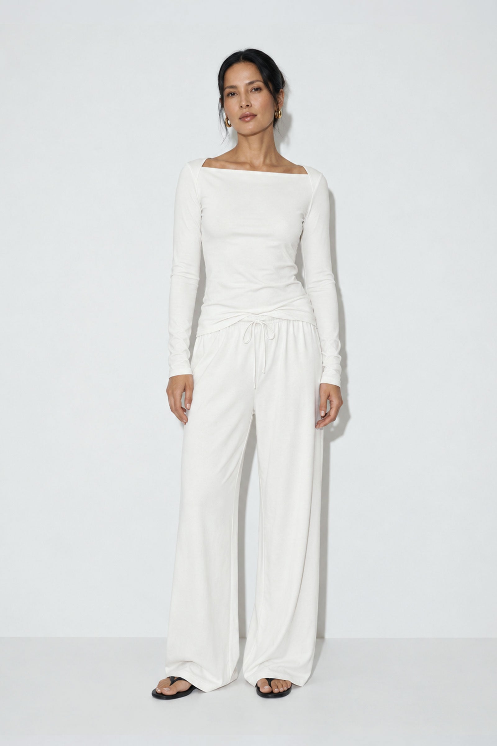 High Boatneck Top  Cotton Loungewear