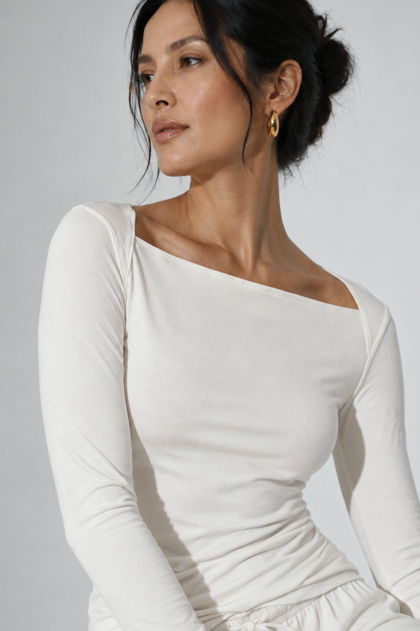 High Boatneck Top  Cotton Loungewear